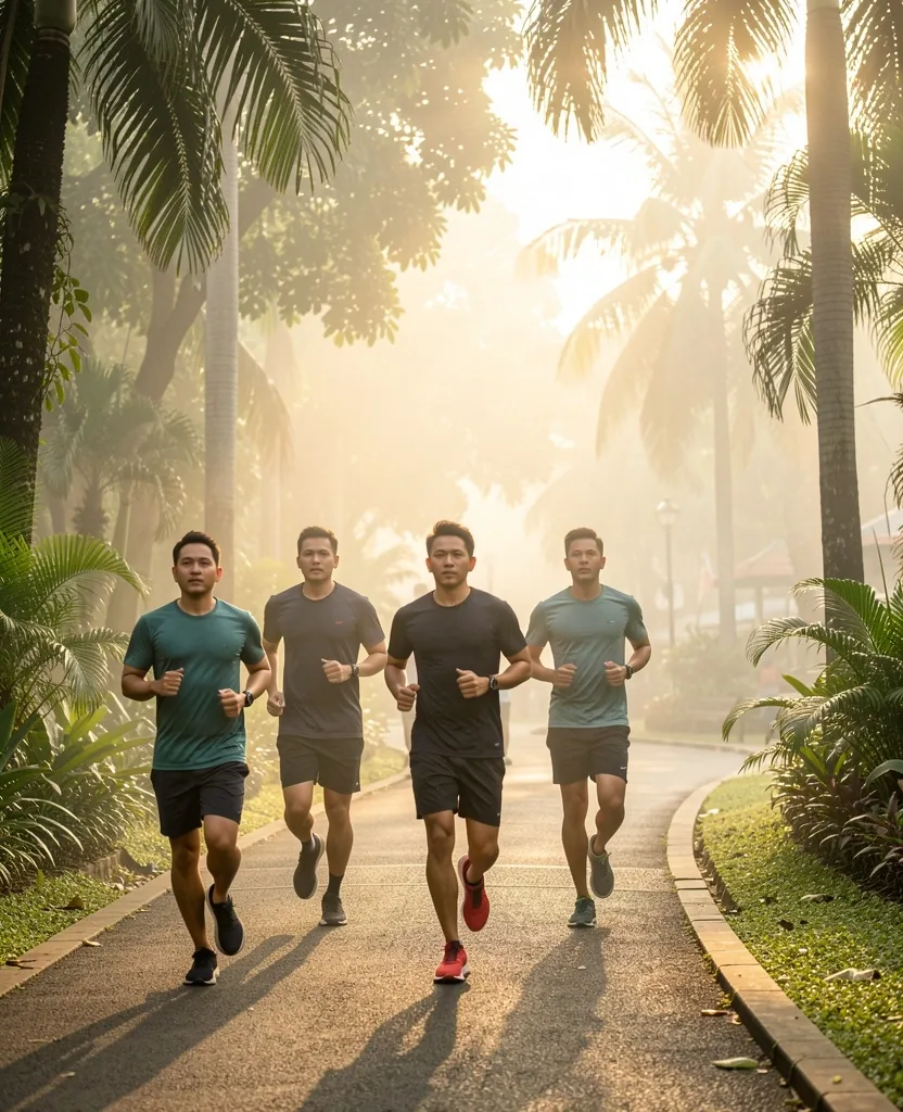Group of men exercising outdoors